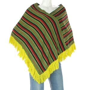70s Vintage Folk Ethnic Boho Festival Hippie Guatemala Cloak Wrap Poncho Cape